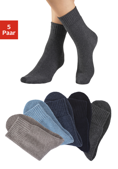 Bild: Basicsocken von Lavana: Wärmende Thermosocken von Lavana im praktischen 5er-Pack. Innen flauschiges Vollfrottee. Crew-Länge – perfekt für Stiefel. Super für kalte Tage. Weiches Material.
