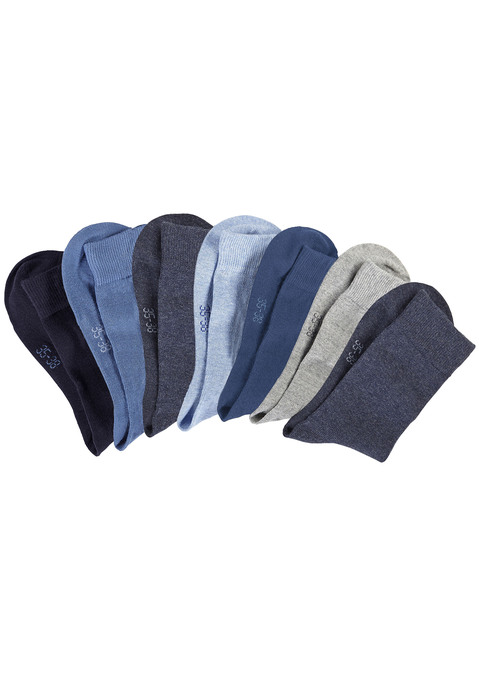 Bild: Basicsocken von Lavana: Im 7er-Pack. In modischer Melange-Optik. Aus 73% Baumwolle, 26% Polyamid, 1% Elasthan. Socken enden über dem Knöchel.