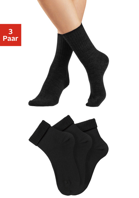 Bild: Umschlagsocken von Lavana: Klassische Umschlagsocken von Lavana. Flache Spitzennaht für ein angenehmes Tragegefühl. Ferse und Spitze verstärkt. Hochwertige Wollmischung.