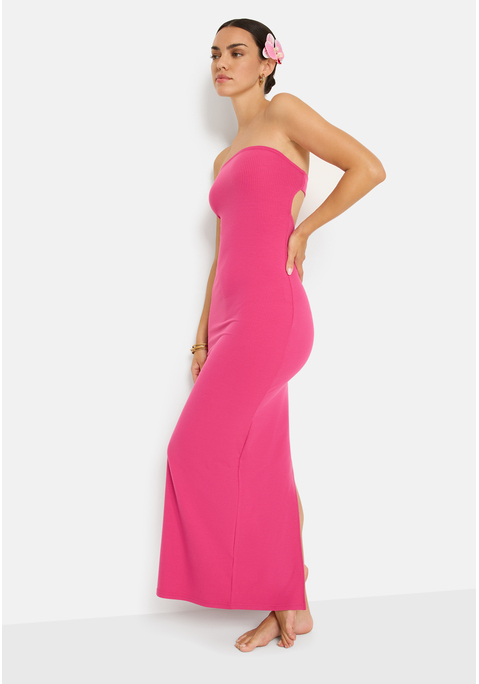 Bild: Bandeaukleid von LSCN by LASCANA: Trägerloses Kleid von LSCN by Lascana mit stylischem Bandeau-Ausschnitt. Schmale Passform, langer Schnitt und mit Schlitz hinten in der Mitte. Ideal für alles vom Strand bis zum feierlichen Anlass. Trageangenehme Qualität.