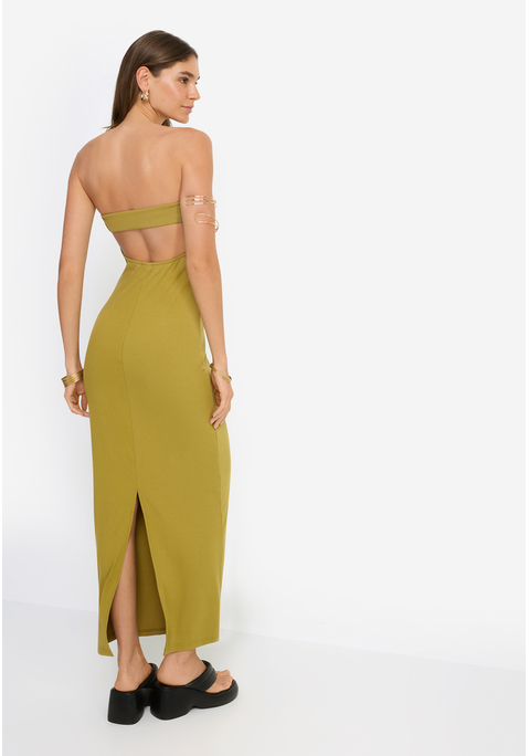 Bild: Bandeaukleid von LSCN by LASCANA: Trägerloses Kleid von LSCN by Lascana mit stylischem Bandeau-Ausschnitt. Schmale Passform, langer Schnitt und mit Schlitz hinten in der Mitte. Ideal für alles vom Strand bis zum feierlichen Anlass. Trageangenehme Qualität.