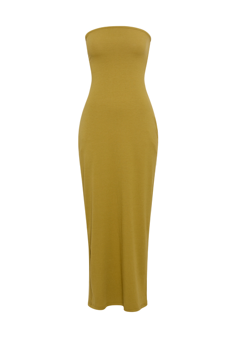 Bild: Bandeaukleid von LSCN by LASCANA: Trägerloses Kleid von LSCN by Lascana mit stylischem Bandeau-Ausschnitt. Schmale Passform, langer Schnitt und mit Schlitz hinten in der Mitte. Ideal für alles vom Strand bis zum feierlichen Anlass. Trageangenehme Qualität.