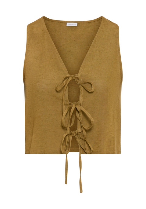 Bild: Blusentop von LSCN by LASCANA: Kurz geschnittenes Strandtop von LSCN by Lascana. Mit einem tiefem V-Ausschnitt und drei Bindebändern als Verschluss. Träger im Tank-Top-Stil. Mit Brustabnähern für eine schöne Form. Trageangenehme Qualität mit Viskose.