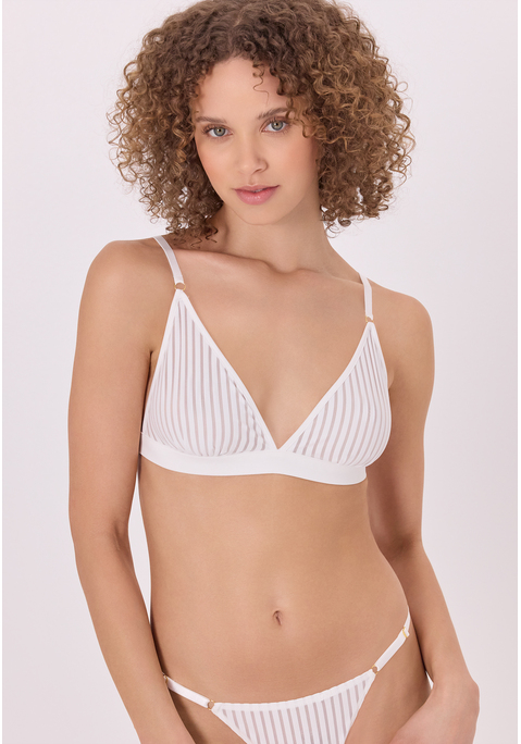 Bild: Bralette von LSCN by LASCANA: Bralette von LSCN by Lascana mit modernen transparenten, grafischen Streifen. Das leichte Material, die bequeme Triangel-Schnittform und das bügellose Design ermöglichen ein natürliches Tragegefühl. Verstellbare Träger. Trageangenehme Qualität mit recyceltem Polyamid.