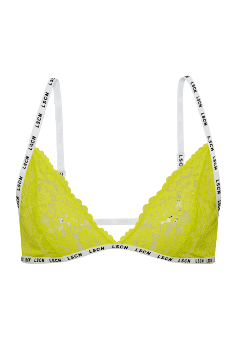 Bild: Bralette von LSCN by LASCANA: Modischer Bralette von LSCN by Lascana aus floral gemusterter Spitze. Schmale Träger mit Logodrucken und Unterbrustband in Kontrastoptik. Träger verstellbar und in zwei Varianten tragbar. Mittlerer Halt. Angenehme Qualität.