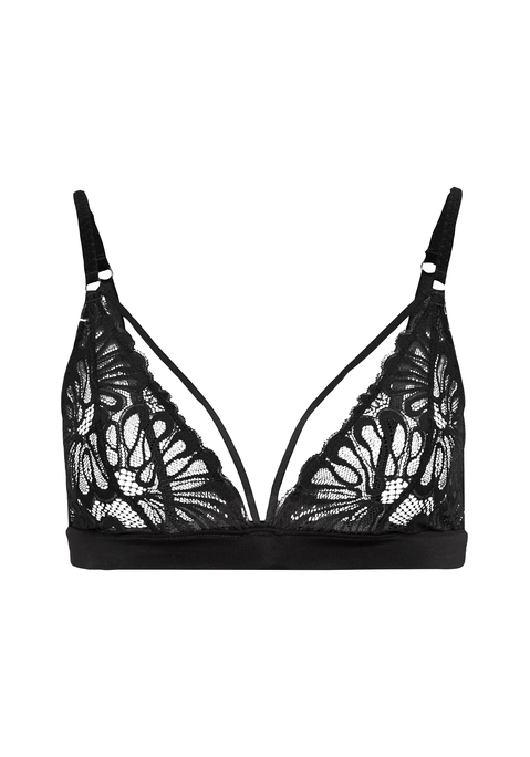 Bild: Bralette von LSCN by LASCANA: Bralette von LSCN by Lascana. Aus weicher Spitze. Mit Zierbändern. Mit kleinen metallisch glänzenden Details. Verstellbare Träger für eine perfekte Passform. Weiches Material.