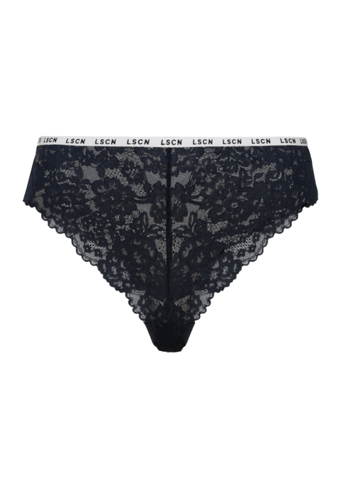 Bild: Brasilslip von LSCN by LASCANA: Verführerischer Brasilslip von LSCN by Lascana aus floral gemusterter Spitze. Schmales Logobündchen mit Logodruck. Hoher Beinausschnitt. Angenehm weiche, elastische Qualität.