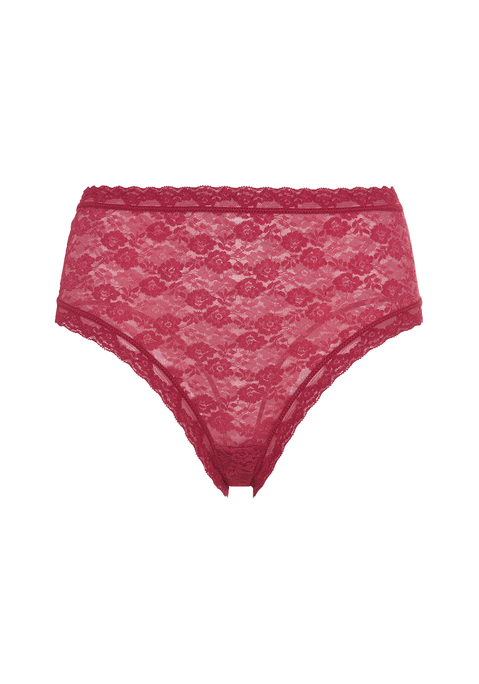 Bild: Brasilslip von LSCN by LASCANA: Moderner High-waist-Brasilslip von LSCN by Lascana aus floral gemusterter Spitze. Hoher Beinausschnitt. Vielseitig kombinierbar. Angenehm weiche, elastische Qualität.