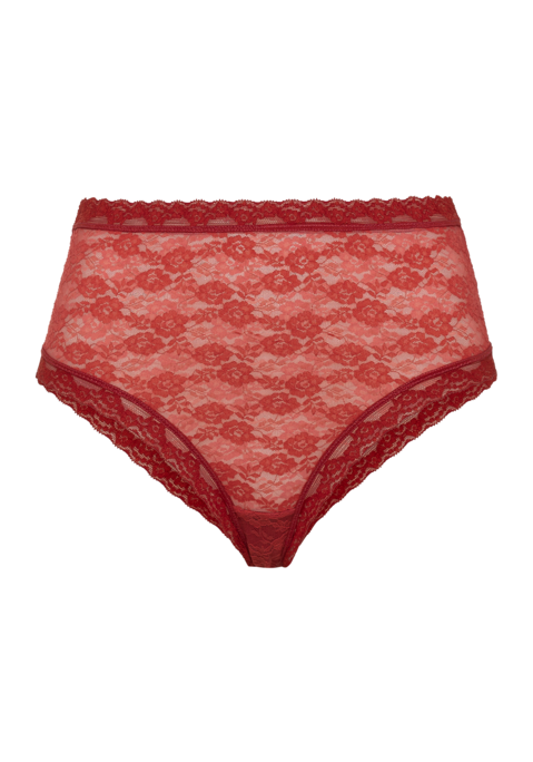 Bild: Brasilslip von LSCN by LASCANA: Moderner High-waist-Brasilslip von LSCN by Lascana aus floral gemusterter Spitze. Hoher Beinausschnitt. Vielseitig kombinierbar. Angenehm weiche, elastische Qualität.