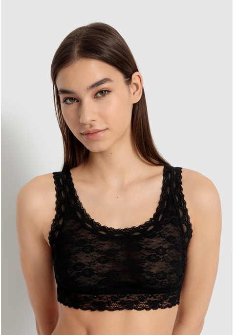 Bild: Bustier von LSCN by LASCANA: Sportliches Bustier von LSCN by Lascana mit floral gemusterter Spitze. Mesh-Futter vorn. Leichter Halt. Vielseitig kombinierbar. Weiche, elastische Qualität.