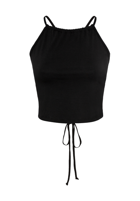 Bild: Crop-Top von LSCN by LASCANA: Croptop von LSCN by Lascana. Modische Schnürung im Rücken. Spaghettiträger. Raffung am runden Halsausschnitt. Aus weichem Viskosejersey.