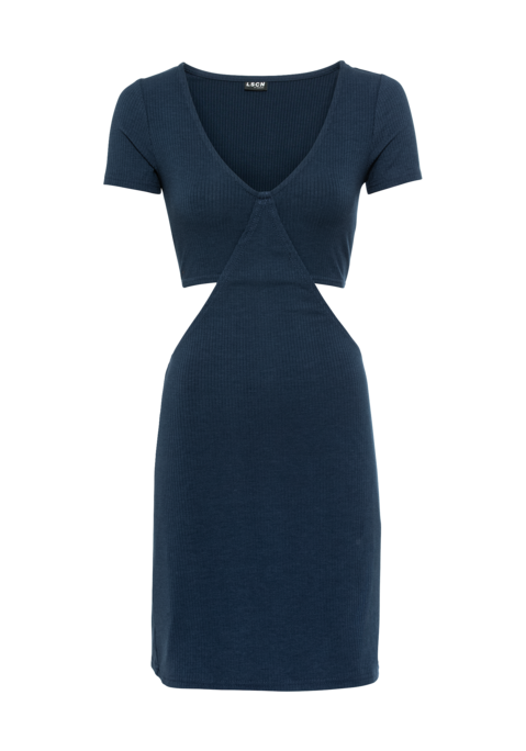 Bild: Jerseykleid von LSCN by LASCANA: Minikleid in weicher Rippware. Tiefer V-Ausschnitt und kurze Ärmel. Modische Cut-outs in der Taille. Rückenfrei. Sehr figurbetonte Passform. Aus elastischer Qualität.