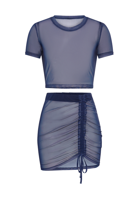 Bild: Strandset: Shirt und Minirock von LSCN by LASCANA: 2-teiliges Set aus Shirt und Rock von Lascana. Shirt gecroppt. Kurzer Rock mit elastischem Bund. Seitliche Raffung. Perfekt für heiße Tage. Transparentes Mesh-Material