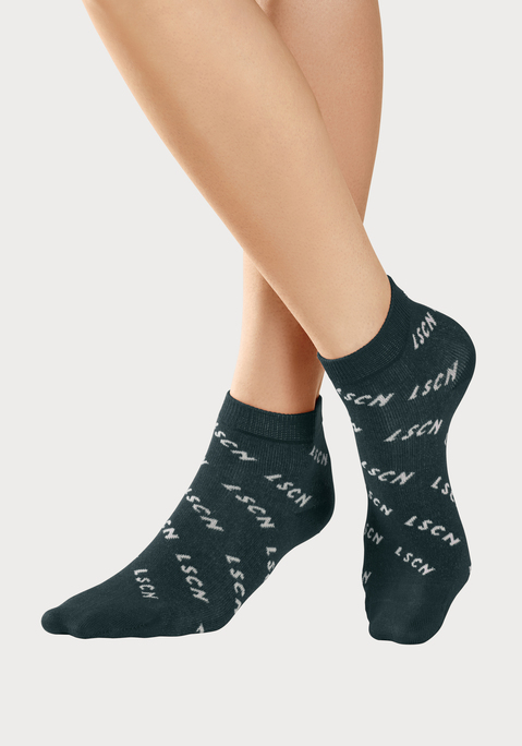 LSCN BY LASCANA Kurzsocken Damen 1x schwarz, 1x weiß, 1x petrol Gr.39-42