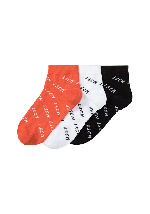 LSCN BY LASCANA Kurzsocken Damen 1x schwarz, 1x weiß, 1x orange Gr.39-42