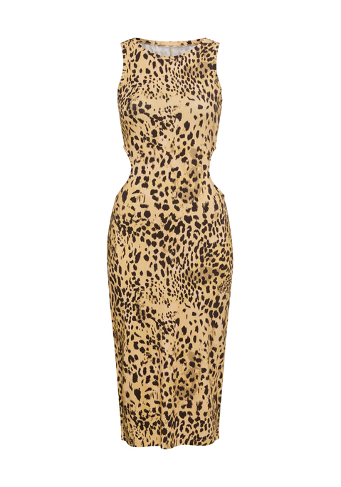 Bild: Midikleid von LSCN by LASCANA: Knalliges Kleid von LSCN by Lascana im Animalprint. Cut-outs an der Taille als stylische Details. Mit Trägern im Tank-Top-Stil und rundem Halsausschnitt. Eng anliegend und in Midi-Länge. Jedes Exemplar ein Unikat. Trageangenehme Qualität.