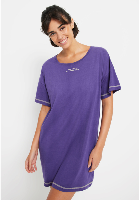 Bild: Nachthemd von LSCN by LASCANA: Bigshirt von LSCN by Lascana. Kleiner Front-, großer Rückenprint. Locker geschnitten. Mit Rundhalsausschnitt. Flatlocknähte an den Ärmeln und am Saum. Angenehm weiche Viskosemischqualität.