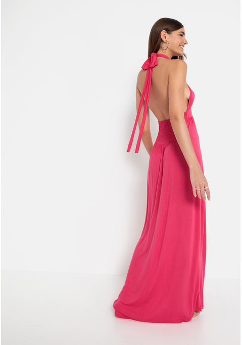 Bild: Neckholderkleid von LSCN by LASCANA: Maxikleid von LSCN by Lascana. Extratiefes Dekolleté mit Cut-out. Tiefer Rückenausschnitt. Breite Träger, variabel zu knoten. Breiter Smokeinsatz über dem Gesäß, sorgt für perfekten Sitz. Weich fließender Rock aus geschmeidiger Jerseyware.