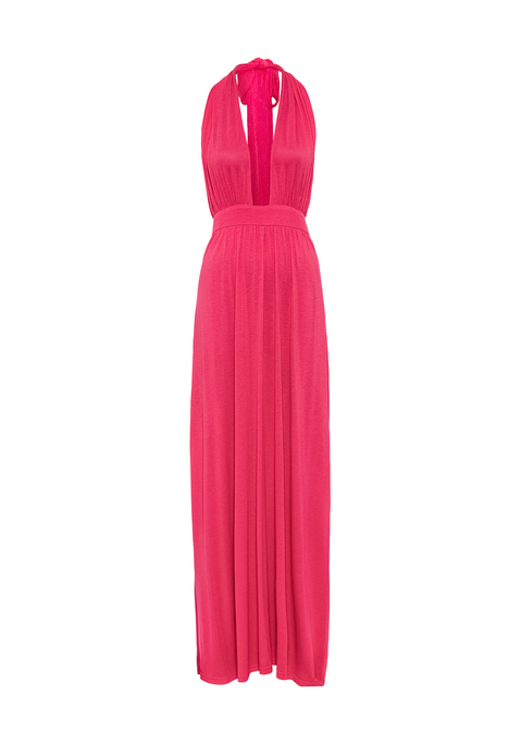 Bild: Neckholderkleid von LSCN by LASCANA: Maxikleid von LSCN by Lascana. Extratiefes Dekolleté mit Cut-out. Tiefer Rückenausschnitt. Breite Träger, variabel zu knoten. Breiter Smokeinsatz über dem Gesäß, sorgt für perfekten Sitz. Weich fließender Rock. Aus geschmeidiger Jerseyware.