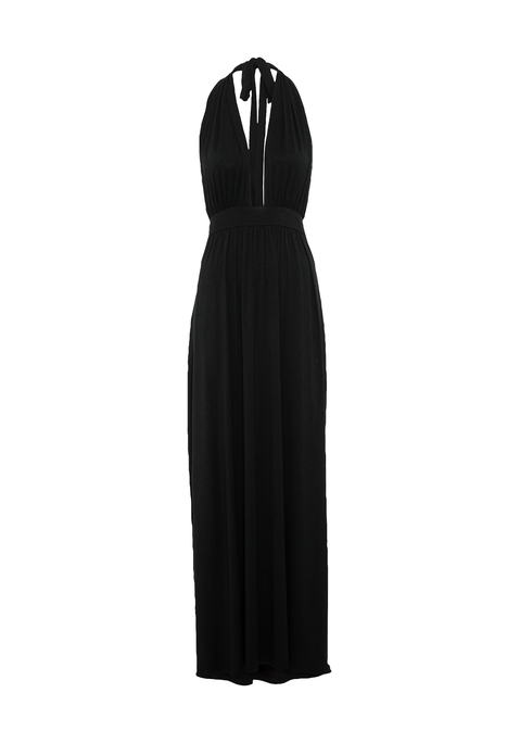 Bild: Neckholderkleid von LSCN by LASCANA: Maxikleid von LSCN by Lascana. Extratiefes Dekolleté mit Cut-out. Tiefer Rückenausschnitt. Breite Träger, variabel zu knoten. Breiter Smokeinsatz über dem Gesäß, sorgt für perfekten Sitz. Weich fließender Rock. Aus geschmeidiger Jerseyware.