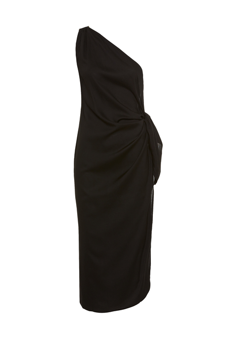 Bild: One-Shoulder-Kleid von LSCN by LASCANA: Transparentes Kleid von Lascana. Asymmetrischer One-Shoulder-Schnitt. Seitliches Knotendetail. Unifarben. Gemacht für starke Auftritte.