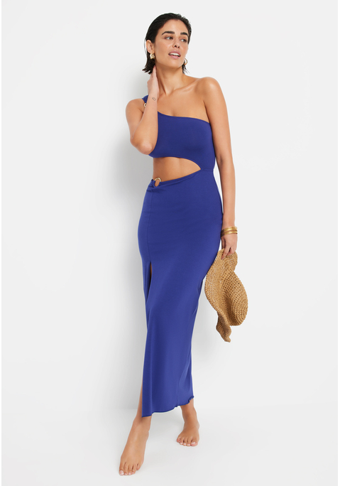 Bild: One-Shoulder-Kleid von LSCN by LASCANA: Maxikleid von LSCN by Lascana. One-Shoulder-Kleid mit modischem Cut-out in der Taille. Ringdetail an Schulter und Taille. Hoch geschlitzter Rock. Breiter Tanktop-Träger. Figurbetonte Passform. Weiche, elastische Jerseyware.