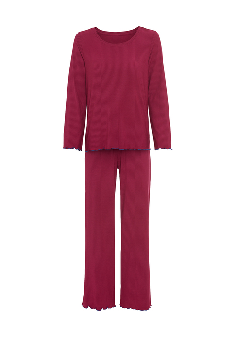 Bild: Pyjama von LSCN by LASCANA: Relaxen mit Style – der Pyjama von LSCN by Lascana ist die perfekte Kombination aus Komfort und trendigen Details. Das Langarmshirt mit Rundhalsausschnitt und legerem Fit sorgt für ein entspanntes Tragegefühl, das dich durch den ganzen Tag begleitet – oder eben durch die ganze Nacht. Die Hose mit elastischem Bund und Tunnelzug passt sich deinem Körper an und garantiert dabei maximalen Komfort. Die weiche Rippware umhüllt dich sanft, während die Kontrast-Kräsuselkanten dem Set das gewisse Etwas verleihen. Ein Set, das nicht nur bequem ist, sondern auch mit modernen Details überzeugt – der Pyjama von LSCN by Lascana.