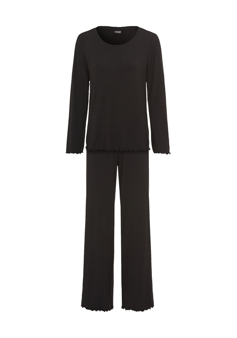 Bild: Pyjama von LSCN by LASCANA: Relaxen mit Style – der Pyjama von LSCN by Lascana ist die perfekte Kombination aus Komfort und trendigen Details. Das Langarmshirt mit Rundhalsausschnitt und legerem Fit sorgt für ein entspanntes Tragegefühl, das dich durch den ganzen Tag begleitet – oder eben durch die ganze Nacht. Die Hose mit elastischem Bund und Tunnelzug passt sich deinem Körper an und garantiert dabei maximalen Komfort. Die weiche Rippware umhüllt dich sanft, während die Kontrast-Kräsuselkanten dem Set das gewisse Etwas verleihen. Ein Set, das nicht nur bequem ist, sondern auch mit modernen Details überzeugt – der Pyjama von LSCN by Lascana.