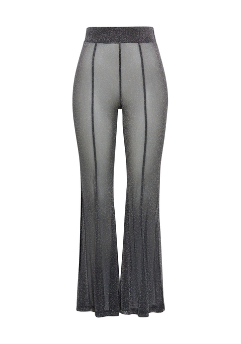 Bild: Schlupfhose von LSCN by LASCANA: Lange Hose von LSCN by Lascana im Glitzerdesign. Mit Teilungsnähten vorne und hinten sowie ausgestelltem Bein. Elastischer Bund für hohen Tragekomfort. Trageangenehme Qualität mit metallisierten Fasern.