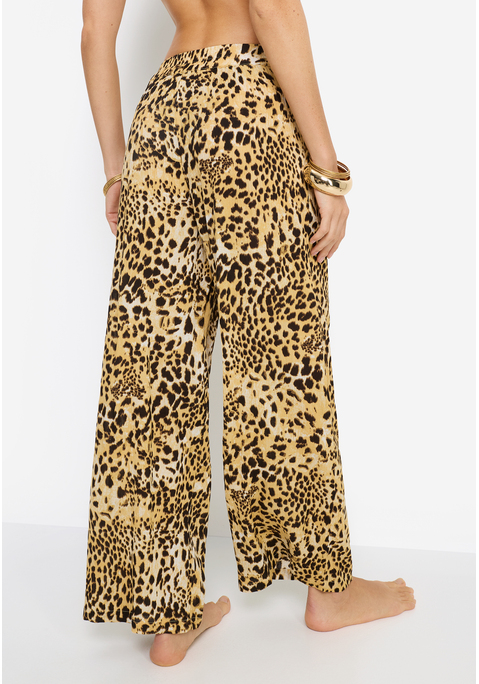 Bild: Schlupfhose von LSCN by LASCANA: Lange Strandhose von LSCN by Lascana im Animalprint. Der Bund ist vorne flach gestaltet und hinten gesmokt. Weite, lange Beinform für entspannten Style. Praktische Seitentaschen. Trageangenehme Viskose-Qualität.