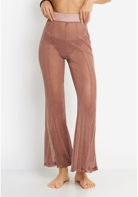 Bild: Schlupfhose von LSCN by LASCANA: Lange Hose von LSCN by Lascana im Glitzerdesign. Mit Teilungsnähten vorne und hinten sowie ausgestelltem Bein. Elastischer Bund für hohen Tragekomfort. Trageangenehme Qualität mit metallisierten Fasern.