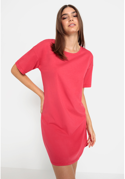 Bild: Shirtkleid von LSCN by LASCANA: Bigshirt mit Druck auf dem Rücken aus 50% Baumwolle, 50% Viskose.