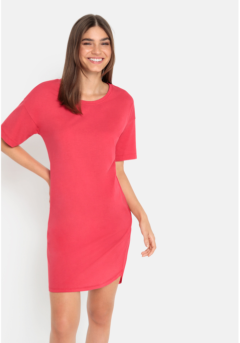 Bild: Shirtkleid von LSCN by LASCANA: Bigshirt mit Druck auf dem Rücken aus 50% Baumwolle, 50% Viskose.