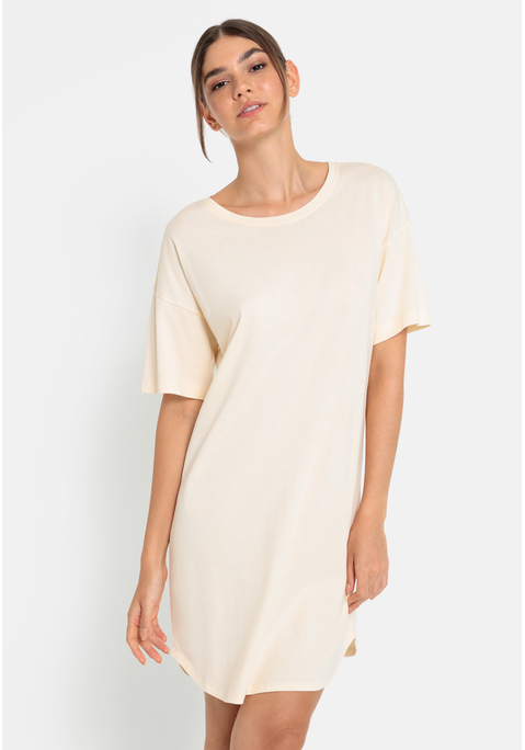 Bild: Shirtkleid von LSCN by LASCANA: Bigshirt mit Druck auf dem Rücken aus 50% Baumwolle, 50% Viskose.