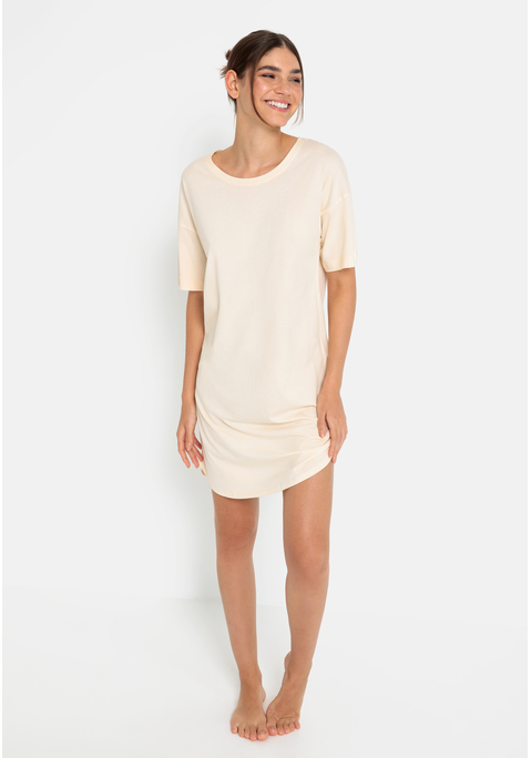 Bild: Shirtkleid von LSCN by LASCANA: Bigshirt mit Druck auf dem Rücken aus 50% Baumwolle, 50% Viskose.