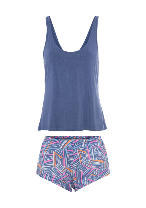 Bild: Shorty von LSCN by LASCANA: Shorty von LSCN by Lascana. Tanktop mit tiefem Rundhalsausschnitt und schmalen Trägern. Shorts mit hoch ausgeschnittenem Bein und schönem Alloverprint in angenehmer Baumwoll-Viskosequalität.