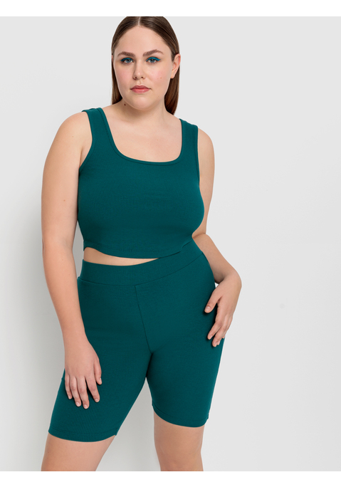 Bild: Shorty von LSCN by LASCANA: Set aus Radlerhose und Top von LSCN by Lascana. Elastischer Hosenbund. Tanktopträger und Rundhalsausschnitt. Körpernahe Passform. Anschmiegsamer Ripp-Jersey.