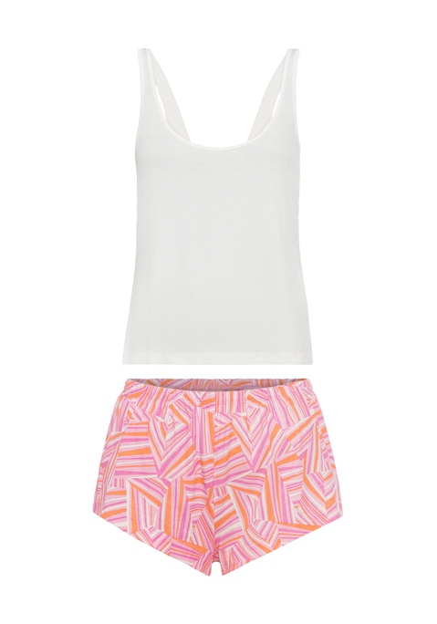 Bild: Shorty von LSCN by LASCANA: Shorty von LSCN by Lascana. Tanktop mit tiefem Rundhalsausschnitt und schmalen Trägern. Shorts mit hoch ausgeschnittenem Bein und schönem Alloverprint in angenehmer Baumwoll-Viskosequalität.