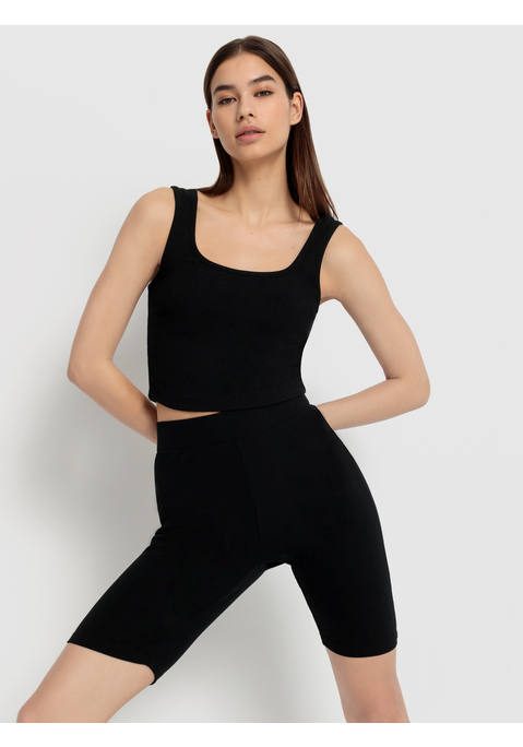Bild: Shorty von LSCN by LASCANA: Set aus Radlerhose und Top von LSCN by Lascana. Elastischer Hosenbund. Tanktopträger und Rundhalsausschnitt. Körpernahe Passform. Anschmiegsamer Ripp-Jersey.