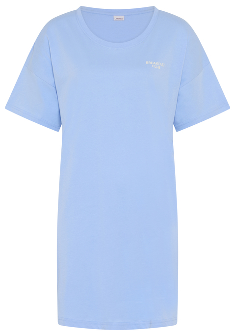 Bild: Sleepshirt von LSCN by LASCANA: Sleepshirt von LSCN by LASCANA mit überschnittener Schulter. Front- und Back-Print. Rundhals mit Blende. Halbarm. Eingesetzte Ärmel. Ärmelabschluss abgesteppt. Single Jersey aus Baumwolle.
