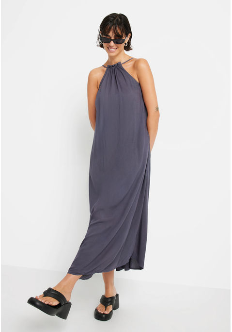 Bild: Strandkleid von LSCN by LASCANA: Maxikleid von LSCN by Lascana. Amerikanischer Ausschnitt mit Tunnelzug. Tunnelzug zum Variieren des Rückenausschnitts. Dünne Träger, bequeme Passform. Leichte Viskose-Webware.