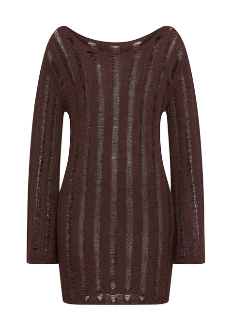 Bild: Strickkleid von LSCN by LASCANA: Halbdurchsichtiges Strickkleid von LSCN by Lascana mit U-Ausschnitt. Entspannter Schnitt mit langen, weiten Ärmeln und geradem Saum. Ideal für den Strand wie für den Club. Trageangenehme Qualität.