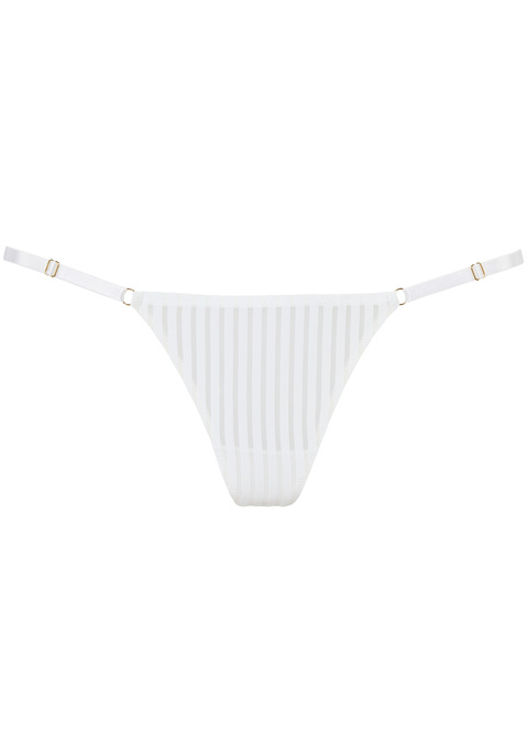Bild: String von LSCN by LASCANA: Strings im 2er-Pack von LSCN by Lascana mit modernen transparenten, grafischen Streifen. Kleine, goldfarbene Accessoires als feines Designelement. Normale Passform und optimale Leibhöhe für Komfort im Alltag. Mit Baumwollzwickel. Trageangenehme Qualität mit recyceltem Polyamid.