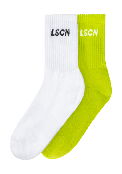 Bild: Tennissocken von LSCN by LASCANA: Sportliche Tennissocken in Markenqualität von Lascana. Praktischer 2er-Pack. Druckfreies Rippbündchen. Mit Logo-Schriftzug unter dem Bund. Weiche, atmungsaktive Baumwollmischung.