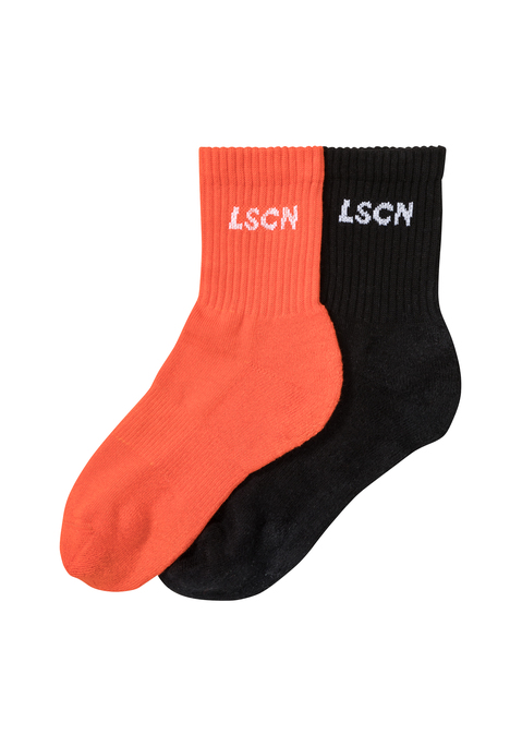 LSCN BY LASCANA Tennissocken Damen 1x schwarz, 1x orange Gr.39-42