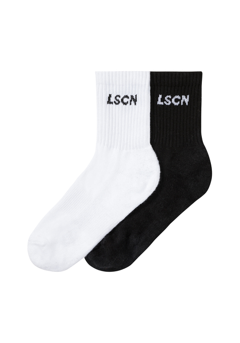 Bild: Tennissocken von LSCN by LASCANA: Sportliche Tennissocken in Markenqualität von Lascana. Praktischer 2er-Pack. Druckfreies Rippbündchen. Mit Logo-Schriftzug unter dem Bund. Weiche, atmungsaktive Baumwollmischung.