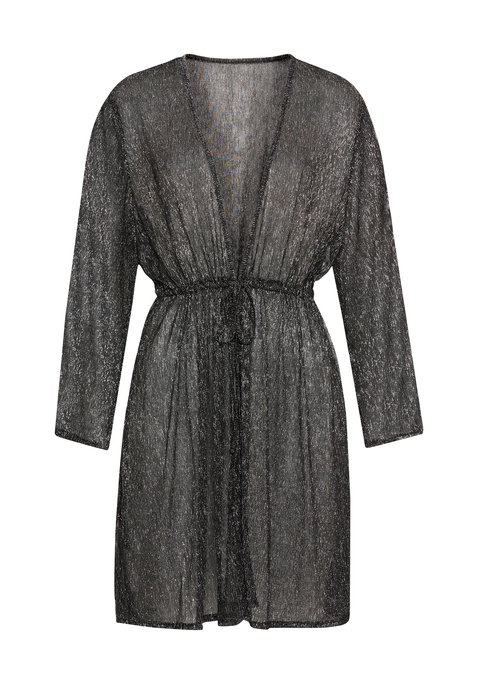 Bild: Tunika von LSCN by LASCANA: Mit tiefem Ausschnitt: Tunika von LSCN by Lascana. Tunnelzug in der Taille mit Bindeband vorne. Lange Ärmel. Lockere Passform. Leicht transparente Meshware mit Glitzerfäden.