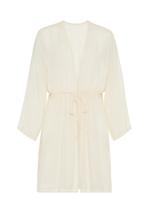 Bild: Tunika von LSCN by LASCANA: Lässige Tunika von Lascana. Tiefer V-Ausschnitt mit Bindeband. Tunnelzug auf Taillenhöhe. Idealer Stylingpartner für Bikini oder Badeanzug. Luftiges, leichtes Material.