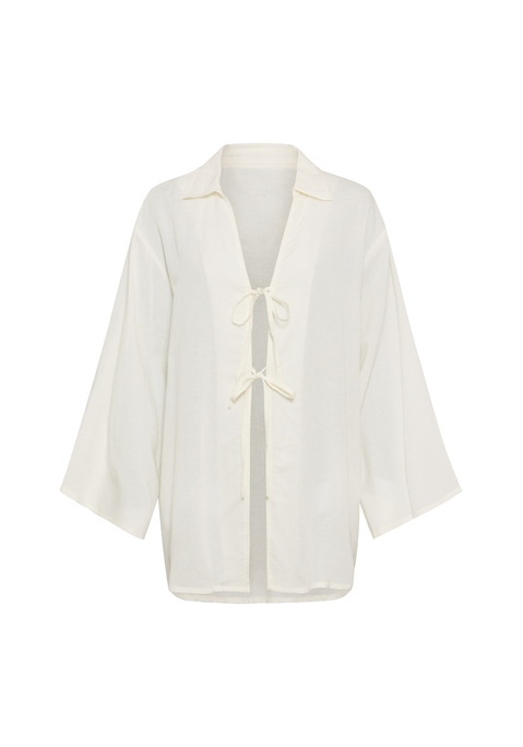 Bild: Tunika von LSCN by LASCANA: Lässige Strand-Tunika von LSCN by Lascana mit langen Ärmeln und Blusenkragen. Vorne offen und mit je zwei Bändern zum Binden versehen. Gerader Saum vorne, hinten abgerundet und tiefer fallend. Trageangenehme Qualität mit Viskose.