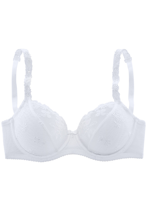 Bild: Bügel-BH von Nuance: Femininer Bügel-BH in dezent transparenter Optik (ohne Wattierung). Rundherum aus sommerlicher Spitze, bis hoch in die Träger. Individuell verstellbare Träger und Rückenverschluss. Passendes Unterteil aus der gleichen Serie erhältlich. Mit Liebe & Leidenschaft in Hamburg kreiert. Obermaterial: 56% Polyamid, 35% Polyester, 9% Elasthan.